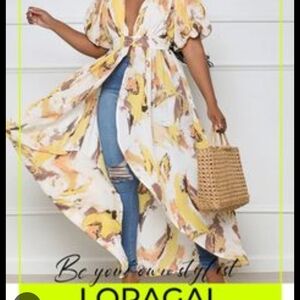 SHEIN Yellow and White Asymmetrical Dress